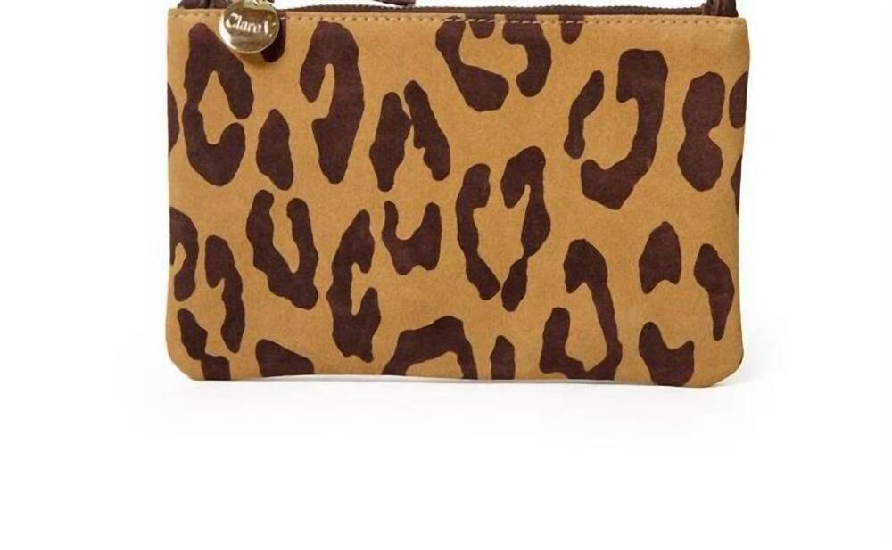 NEW CLARE V. wallet clutch with tabs in lark/brown